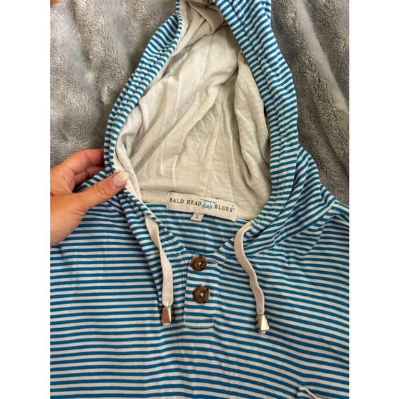 Bald Head Blues Lightweight Nautical Looking Hooded Long Sleeve One Small Hole L - Picture 6 of 6
